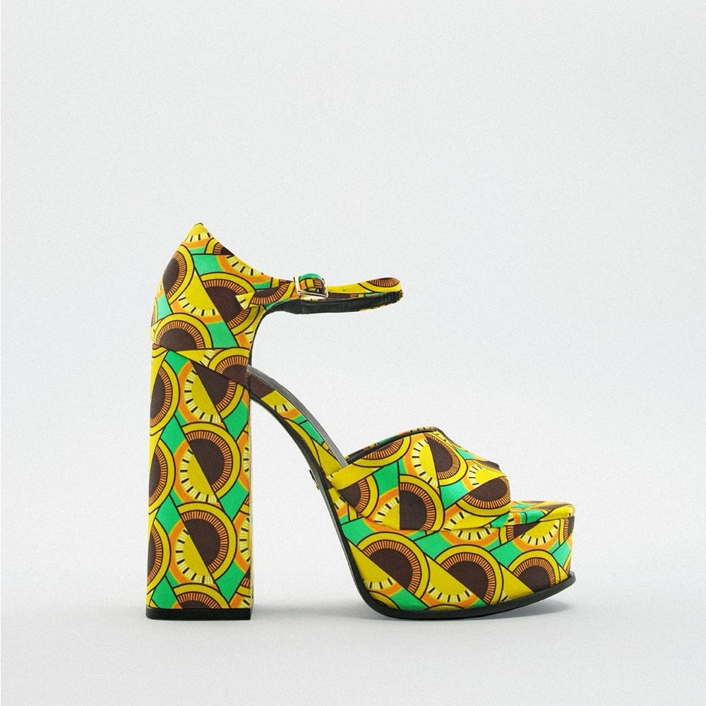 Zara Vibrant Yellow and Brown Platform Heels